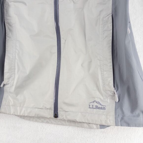 L.L. Bean Jacket Womens Small Gray Rain Hooded Trail Model Under Arm Zip Hiking - Picture 4 of 14